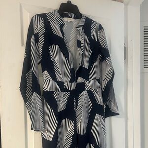 Navy and White Leaf Print Jumpsuit